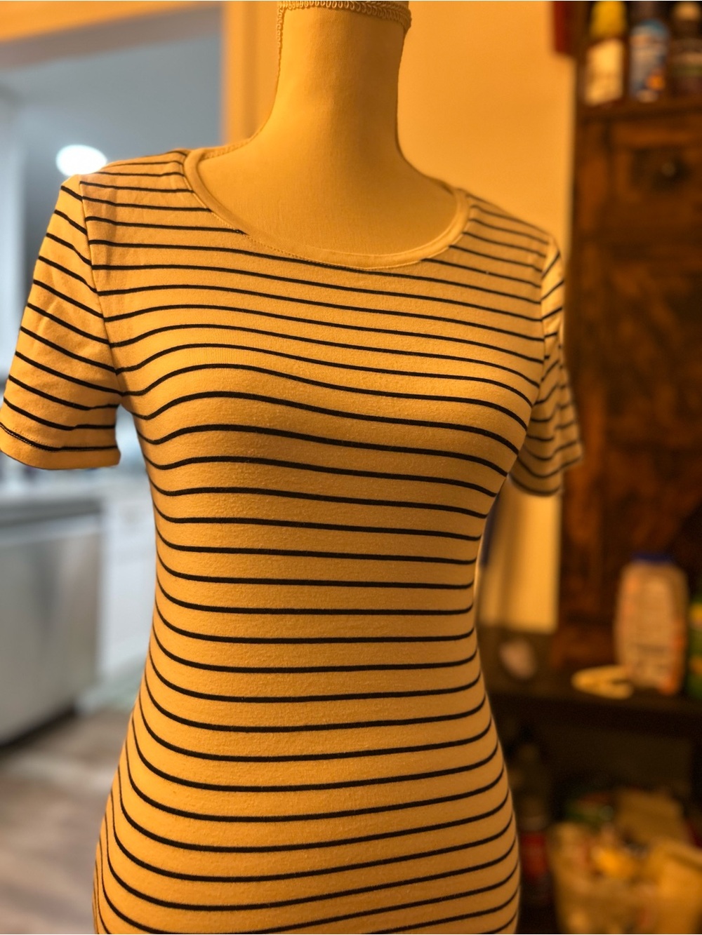 a new day Cream and Black Striped Short-Sleeve Tee